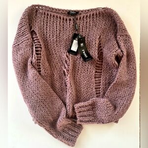 Twins Chunky Knit Deconstructed Mauve Pullover‎ Italy Statement Sweater - Size S